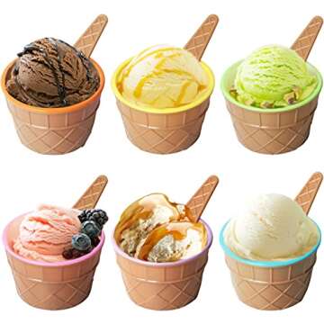 URMUYJJ Ice Cream Cups with Spoons Cartoon Candy Colorice cream bowls Dessert Sundae Frozen Yogurt B...