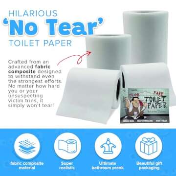 No Tear Prank Toilet Paper - Impossible to Rip Gag for Adults and Kids