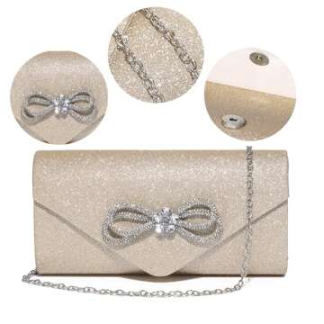 MUDUO Sparkly Bow Clutch Evening Bag for Women