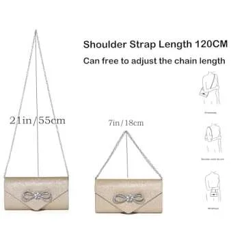 MUDUO Sparkly Bow Clutch Evening Bag for Women