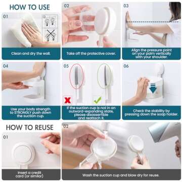 TAILI Double Layer Soap Dish Suction Cup Soap Holder, Strong Sponge Holder for Shower, Bathroom, Tub and Kitchen Sink, Drill-Free, Removable