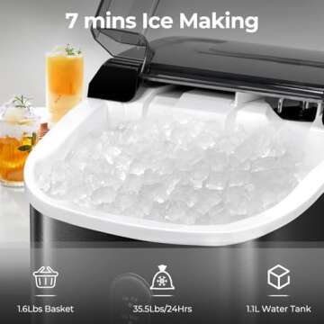 ZAFRO Nugget Ice Maker 35.5Lbs/24Hrs Portable Ice Maker