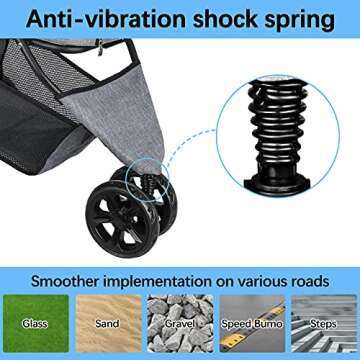 Grey 3 in 1 Pet Stroller for Dogs & Cats Travel Solutions