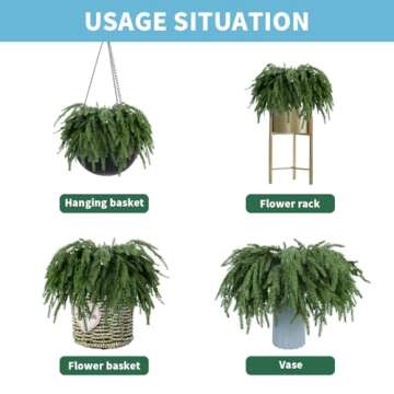 12 Pcs Norfolk Pine Branches 17" Artificial Pine Needles Branches Fake Greenery Picks Norfolk Pine Stems for Christmas Tree Vase Fillers DIY Crafts Garland Wreath Home Winter Decorations (12, Green)