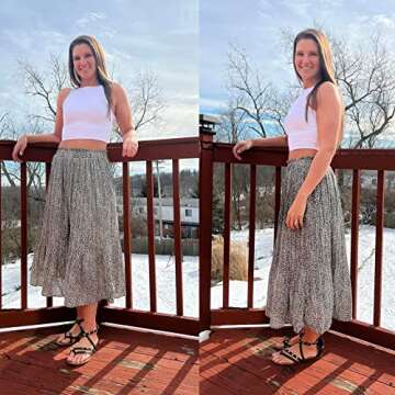 Zeagoo Women's High Waist Midi Skirt with Pockets