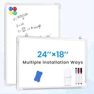 WELMORS OFFICE Magnetic Glass Whiteboard, Wall Mount Dry Erase White Boards with 6 High Powered Magnets, 2 Erasers (24x32)