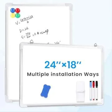WELMORS OFFICE Magnetic Glass Whiteboard, Wall Mount Dry Erase White Boards with 6 High Powered Magnets, 2 Erasers (24x32)