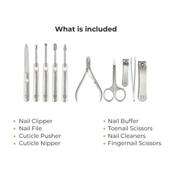 Leovard Luxury Nail Grooming Kit | 10-Piece Leather Set