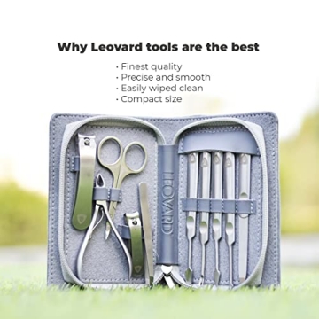 Leovard Luxury Nail Grooming Kit | 10-Piece Leather Set