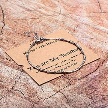 JoycuFF You Are My Sunshine Morse Code Bracelets for Women Wife Daughter Girlfriend Sister Mom Funny Fashion Best Friend BFF Gifts Christmas Birthday Motivational Jewelry