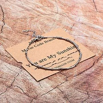 JoycuFF You Are My Sunshine Morse Code Bracelets for Women Wife Daughter Girlfriend Sister Mom Funny Fashion Best Friend BFF Gifts Christmas Birthday Motivational Jewelry