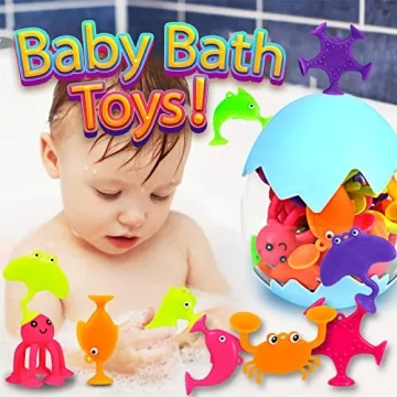 Funny Suction Bath Toys for Kids - 18 Pcs Silicone Set