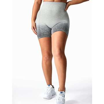 YEOREO Women Intensify Athletic Shorts Seamless Scrunch Workout Shorts High Waisted Active Gym Yoga Shorts Ombre Grey XS