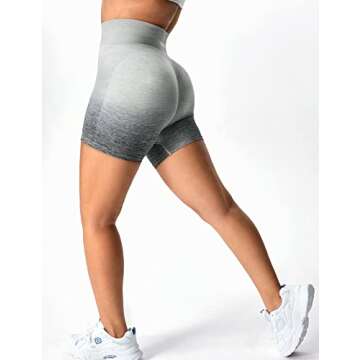 YEOREO Women Intensify Athletic Shorts Seamless Scrunch Workout Shorts High Waisted Active Gym Yoga Shorts Ombre Grey XS