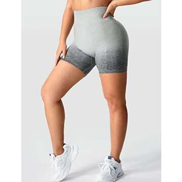 YEOREO Women Intensify Athletic Shorts Seamless Scrunch Workout Shorts High Waisted Active Gym Yoga Shorts Ombre Grey XS
