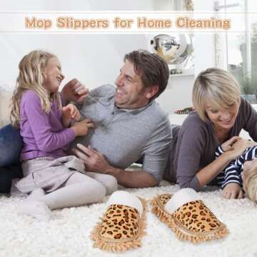 Whiidoom Microfiber Mop Slippers House Floor Dusting Slippers for Kitchen Office (Women 7-9/Men 5-7)