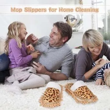 Whiidoom Microfiber Mop Slippers House Floor Dusting Slippers for Kitchen Office (Women 7-9/Men 5-7)