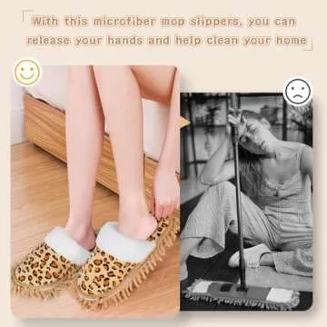 Whiidoom Microfiber Mop Slippers House Floor Dusting Slippers for Kitchen Office (Women 7-9/Men 5-7)