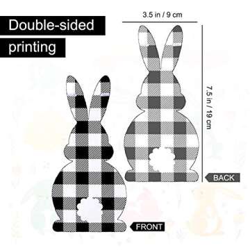 Whaline Buffalo Plaid Easter Bunny Banner Decorations Plaid Easter Bunny Bunting Flag Garland for Ea...