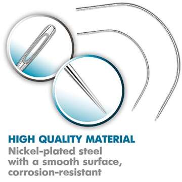 40 Curved Leather Needles for Hand Sewing for Leather Projects, Carpet or Canvas Repairing, Wig Making, Upholstery Weaving Needles for Craft Projects