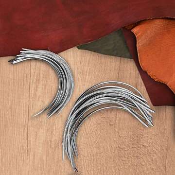 40 Curved Leather Needles for Hand Sewing for Leather Projects, Carpet or Canvas Repairing, Wig Making, Upholstery Weaving Needles for Craft Projects