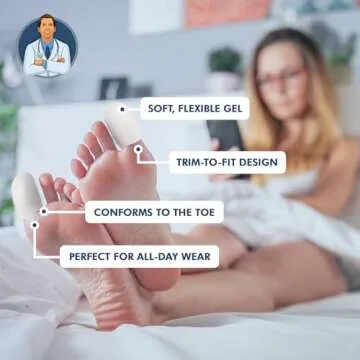 Dr. Frederick's Original Soft Gel Toe Protectors for Men & Women - 6 ct - Toe Caps for Foot Pain Relief - Sleeves for Ingrown Toenails, Corns, Calluses, and Blisters - Large - White