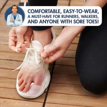 Dr. Frederick's Original Soft Gel Toe Protectors for Men & Women - 6 ct - Toe Caps for Foot Pain Relief - Sleeves for Ingrown Toenails, Corns, Calluses, and Blisters - Large - White