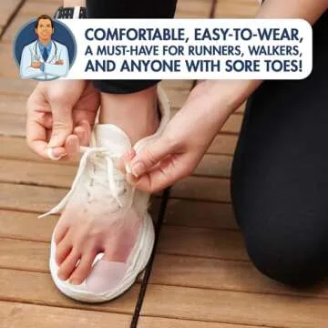 Dr. Frederick's Original Soft Gel Toe Protectors for Men & Women - 6 ct - Toe Caps for Foot Pain Relief - Sleeves for Ingrown Toenails, Corns, Calluses, and Blisters - Large - White