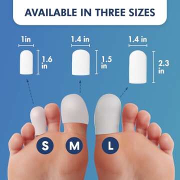 Dr. Frederick's Original Soft Gel Toe Protectors for Men & Women - 6 ct - Toe Caps for Foot Pain Relief - Sleeves for Ingrown Toenails, Corns, Calluses, and Blisters - Large - White