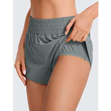 CRZ YOGA Women’s High Waisted Running Shorts with Pocket