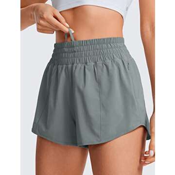 CRZ YOGA Women’s High Waisted Running Shorts with Pocket