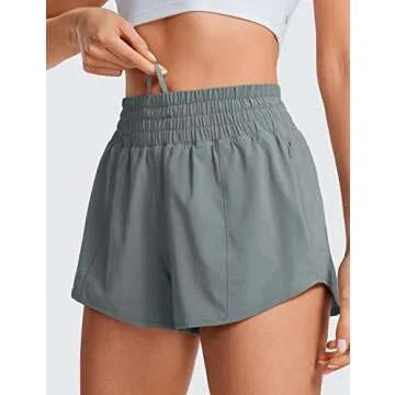 CRZ YOGA Women’s High Waisted Running Shorts with Pocket