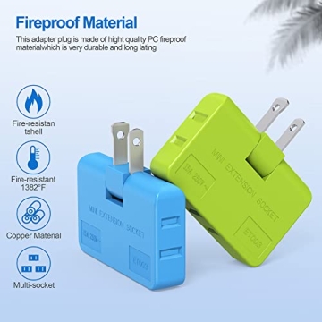 ETwinCoo 3 Way Flat Wall Outlet Extender for Space Savings