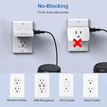 ETwinCoo 3 Way Flat Wall Outlet Extender for Space Savings