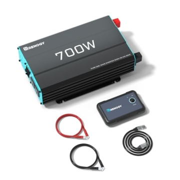 Renogy 700W Pure Sine Wave Inverter 12V DC to 120V AC Converter for Home RV Truck Off-Grid Solar Pow...
