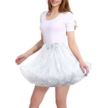 JUISEE Women's Ruffled Tulle Petticoat Skirt for All Occasions