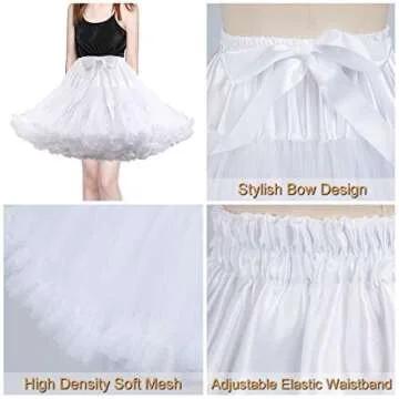 JUISEE Women's Ruffled Tulle Petticoat Skirt for All Occasions