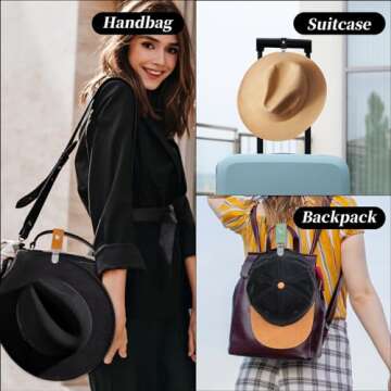 Hat Clip for Travel 3pcs Pu Leather Hat Clip,Multifunctional Duckbill Hat Clip,Hat Clip for Travel on Bag,Hat Clips for Hanging Sunglasses, Car Keys