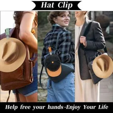Hat Clip for Travel 3pcs Pu Leather Hat Clip,Multifunctional Duckbill Hat Clip,Hat Clip for Travel on Bag,Hat Clips for Hanging Sunglasses, Car Keys