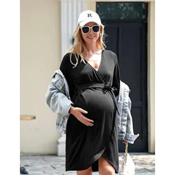 Ekouaer Maternity Nursing Robe for Hospital and Comfort