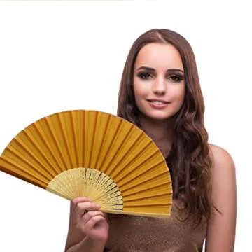Handheld Folding Fan with Tassel - Stylish & Functional
