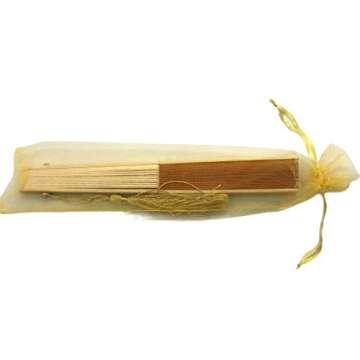 FANSOF.FANS Fabric Handheld Folding Hand Fan With a Tassel Grade A Bamboo Ribs for Women Girls Summer Party Event Favor Birthday Wedding Souvenir Gift (Dark Gold Yellow)