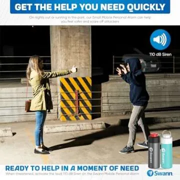 Swann ActiveResponse Mobile Personal Safety Alarm - 110dB Loud Emergency Siren with SMS Alerts & Mobile Connectivity, Long Battery Life, Smart SOS Safety Alarm, Key Chain, MPRS