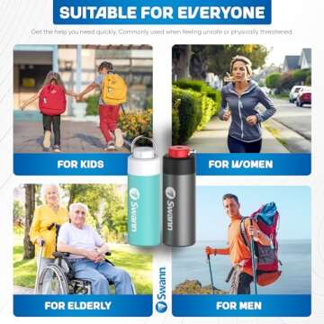 Swann ActiveResponse Mobile Personal Safety Alarm - 110dB Loud Emergency Siren with SMS Alerts & Mobile Connectivity, Long Battery Life, Smart SOS Safety Alarm, Key Chain, MPRS