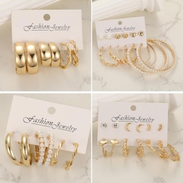 FAXHION 45 Pairs Gold Hoop Earrings - Stylish Gift Set