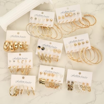 FAXHION 45 Pairs Gold Hoop Earrings - Stylish Gift Set