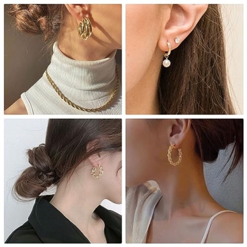 FAXHION 45 Pairs Gold Hoop Earrings - Stylish Gift Set