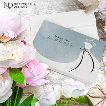 Elegant Bridal Shower Thank You Cards Set - 30 Count