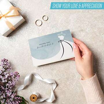 Elegant Bridal Shower Thank You Cards Set - 30 Count