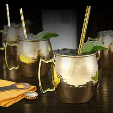 Naturalik 100-Pack Biodegradable Gold Paper Straws- Extra Durable Gold Drinking Straws- Striped/Wave/Heart/Star/Solid Gold Straws for Birthday, Wedding, Bridal/Baby Shower and Party Supplies